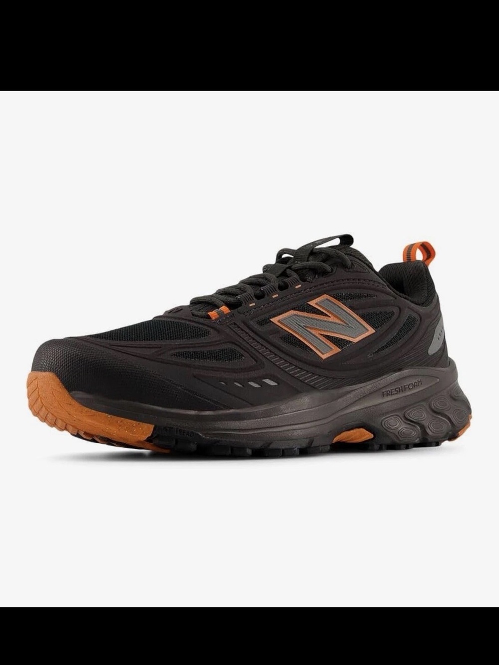 New Balance Men's Fresh Foam 410 V9 Trail Running Shoe Black/ Orange Size 9.5 4E